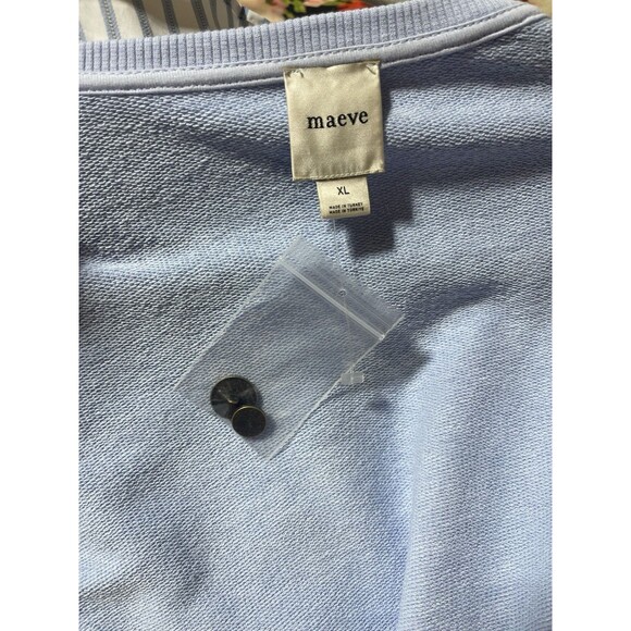 Anthropologie Maeve Twofer Sweatshirt Blue Striped Trim Preppy Comfy Size XL New - Picture 10 of 10
